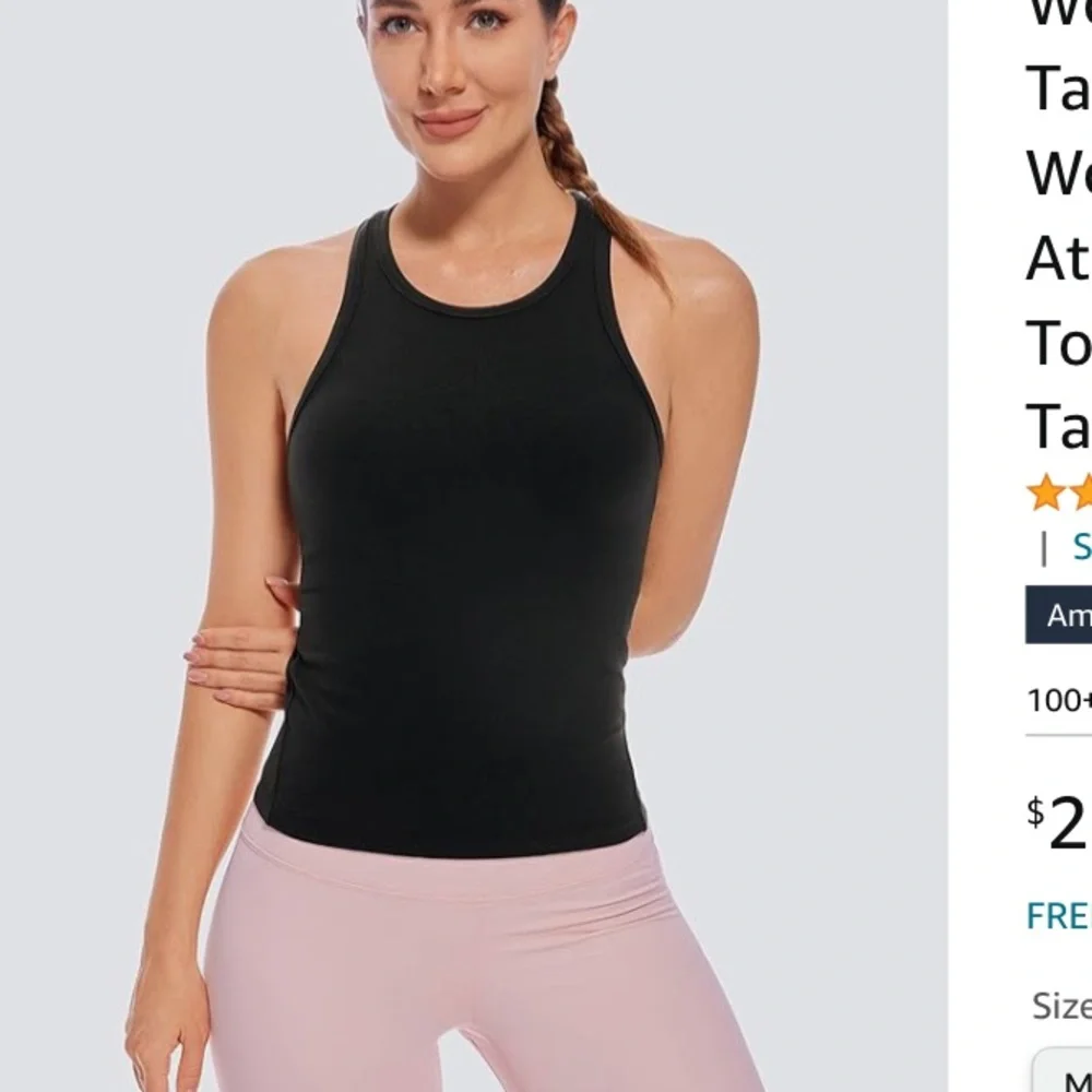 CRZ YOGA Butterluxe Workout Racerback Tank Top no BRA, Black, NWT, Medium